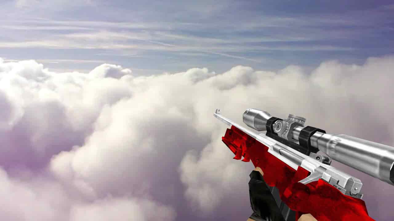 Default AWP Silver Red Camo
