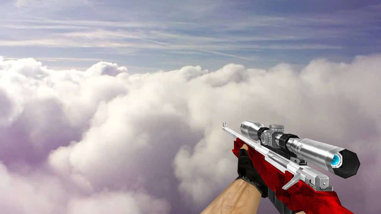 Default AWP Silver Red Camo